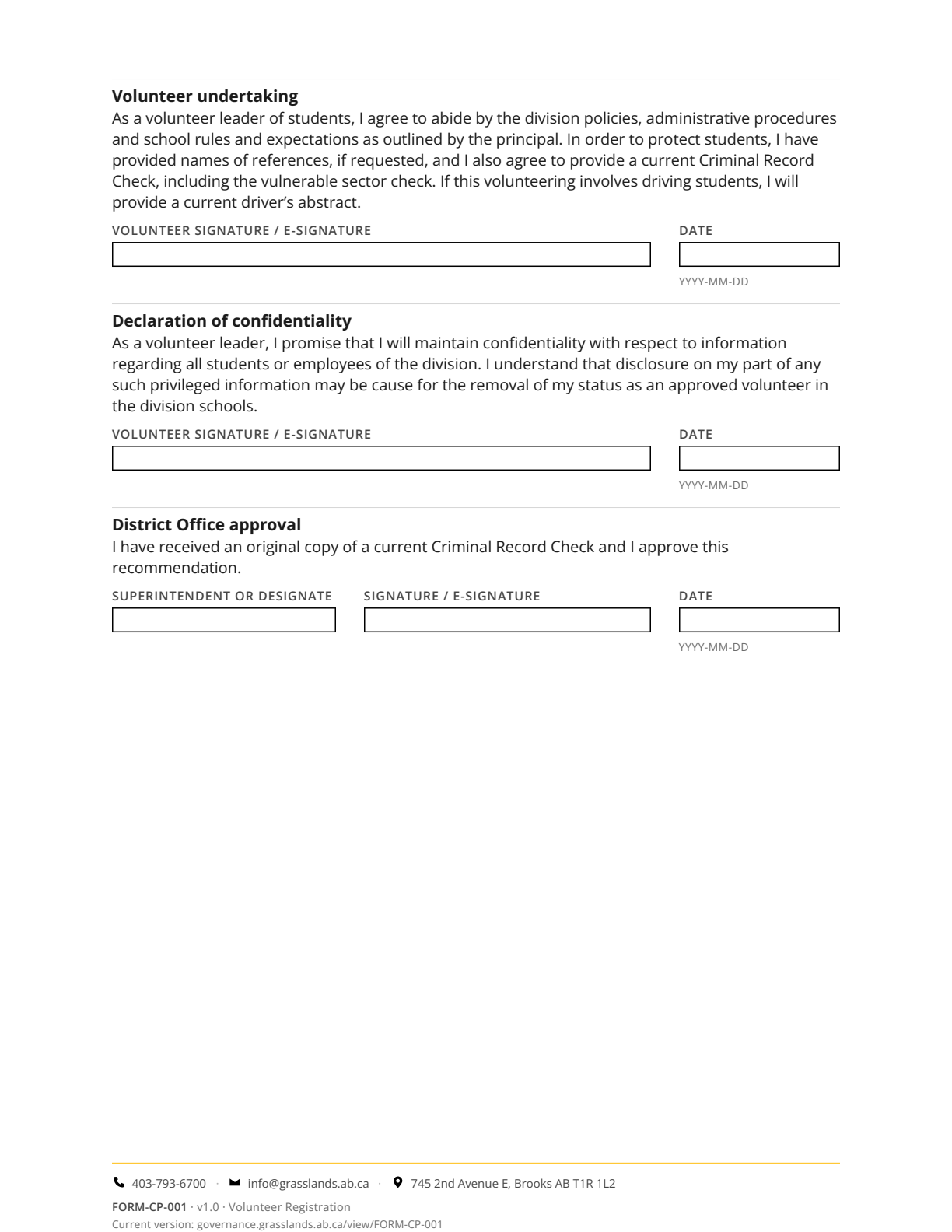 Volunteer Registration — page 2 of 2