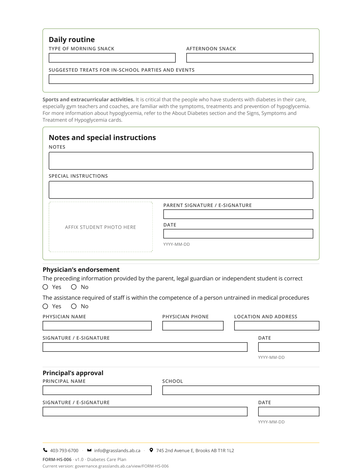 Diabetes Care Plan — page 2 of 2