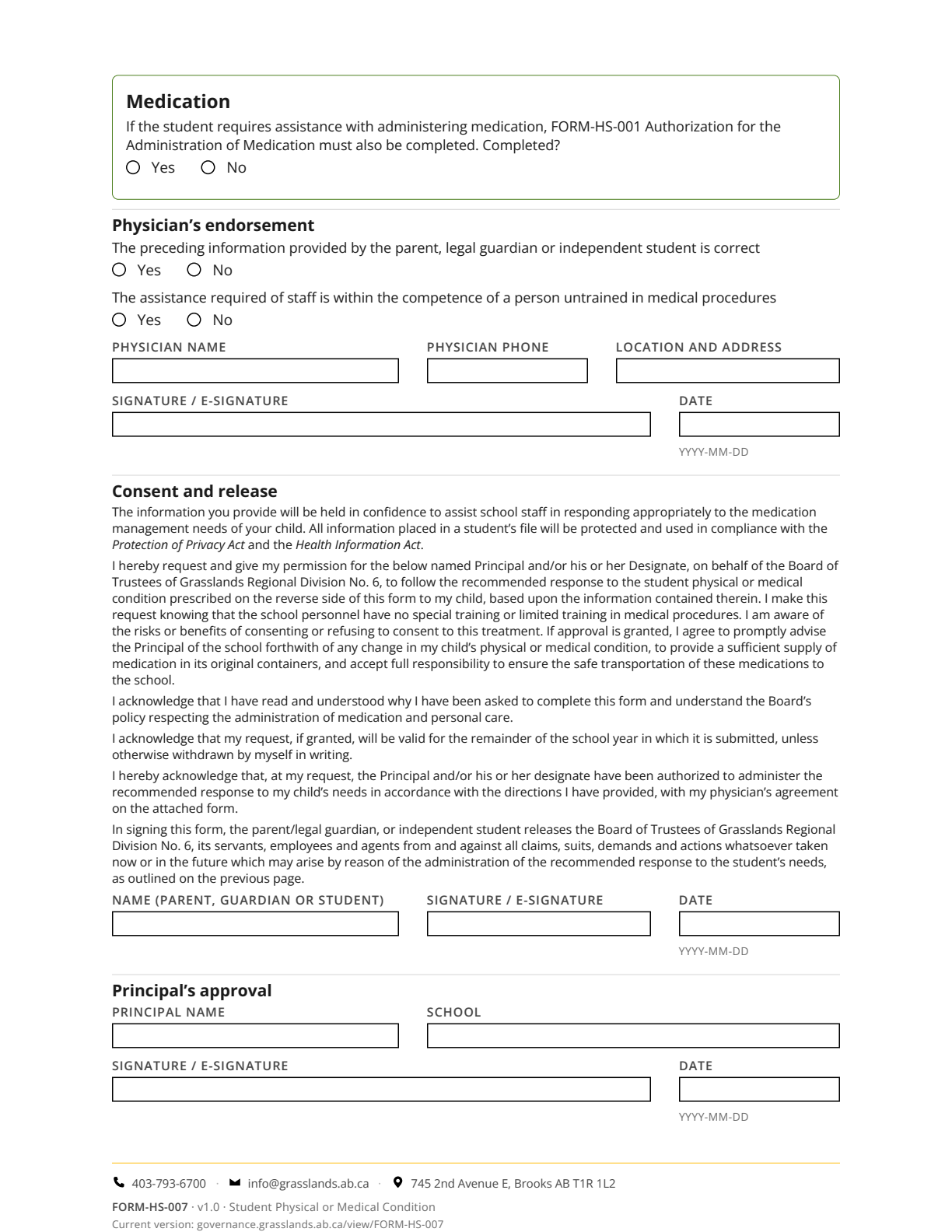 Student Physical or Medical Condition — page 2 of 2