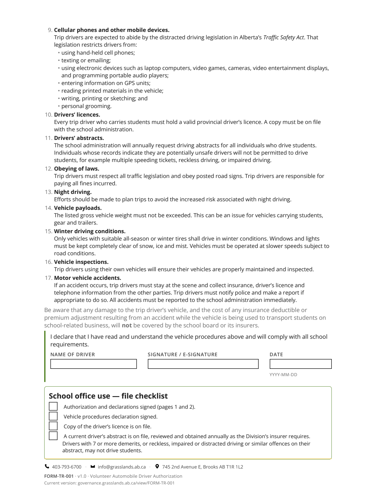 Volunteer Automobile Driver Authorization — page 3 of 3
